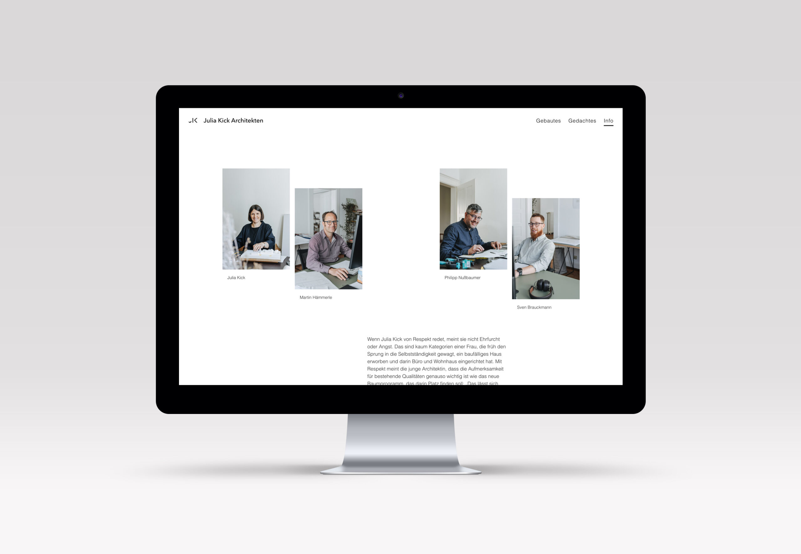 Julia Kick Architekten Website Desktop